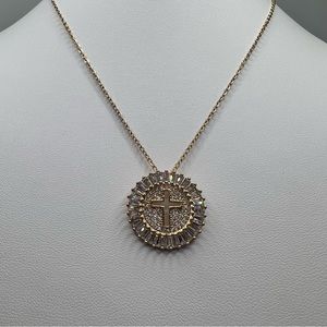 Diamond Circle Cross Pendant Necklace
